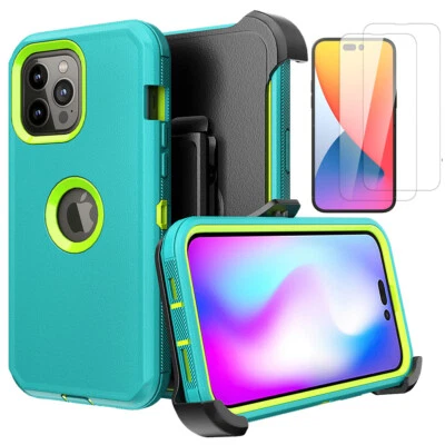 For iPhone 15 Pro Max 13 11 12 14 Case Cover+Tempered Glass+Holster Belt Clip - Image 1 of 4