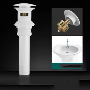 Rubinetto lavabo bagno bianco pop up scarico con troppopieno per lavandino - Foto 1 di 3