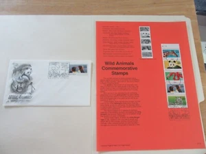 Wild Animals 29c Stamps Souvenir Page Fdc Sc#2909a + Penguins 29c Stamp Fdc-1992 - Picture 1 of 2