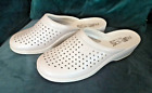 Rohde Nude Beige Perforated Leather Clogs Mules Low Wedge Uk 6.5 Eu 40 Superb