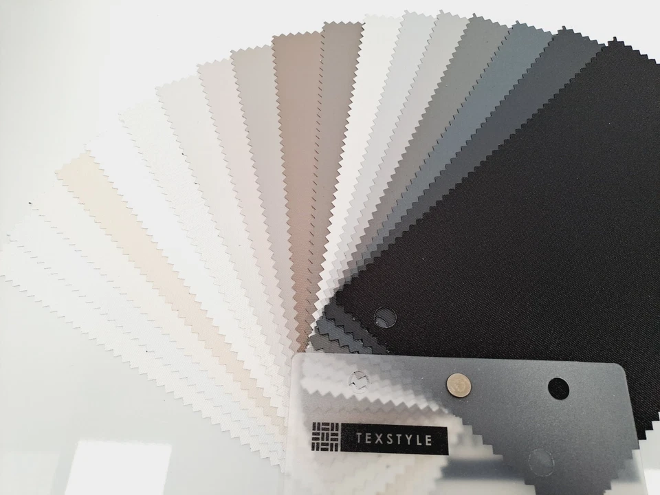 CUSTOM MADE VERTICAL BLIND SMALL COLOUR SAMPLES IN FOCUS FABRIC BLOCKOUT SLATS - image 1 of 1