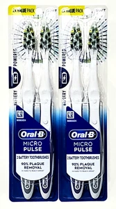 2 Packs Of 2 4 Total Oral-B Micro Pulse Battery Toothbrushes Plaque Removal - Picture 1 of 1