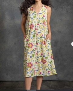 Abito Gudrun Sjödén Midsommarnatt tg M 100% cotone biologico senza maniche floreale - Foto 1 di 4