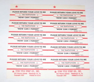 Temptations Full Sheet of 10 Jukebox Title Strips Please Return Your Love To Me - Picture 1 of 1