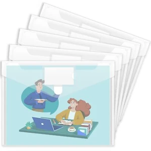 5 Pack Plastic Envelopes Poly Envelopes Clear Document Folders US Letter A4 S... - Picture 1 of 7