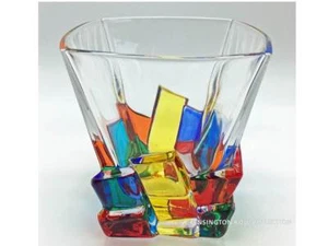 CAPRI WHISKEY GLASS / OLD FASHIONED GLASS - HAND PAINTED VENETIAN GLASSWARE - Picture 1 of 2