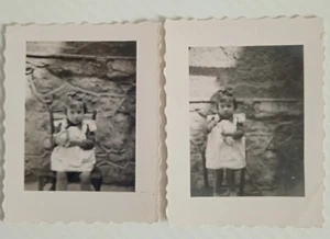 2 x Pequeñas Fotos Antiguas De Colección Niña Griega Niño Abril 1935 GRECIA DE COLECCIÓN ORG - Imagen 1 de 2