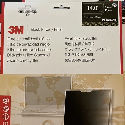 LOT 5 * Black 3M Genuine screen Shield Privacy Filter 14" Touch  PF140W9E - Image 1 of 3