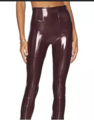 LEGGINGS SPANX Imitación Cuero Brillantes-Borgoña Vino Rojo Rubí Talla L Prendas Moldeadoras Nuevos Foto 1 de 4