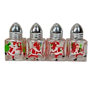 Christmas Santa Mini Glass Salt & Pepper Shakers Hand Painted Set of 4 - Bild 1 von 21