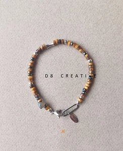 New men's tiger's eye with labradorite and stainless steel  bracelet - Picture 1 of 6