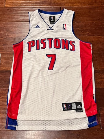Adidas NBA Detroit Pistons Ben Gordon #7 Length +2 Sewn In Basketball Jersey S Cover