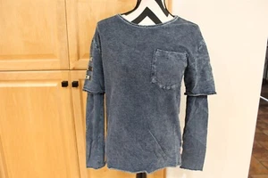 Shirt Long Sleeve T-Shirt Denim Blue Kids Large 12/14 - Picture 1 of 8