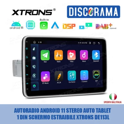 AUTORADIO ANDROID 11 STEREO AUTO TABLET 1 DIN SCHERMO ESTRAIBILE XTRONS DE113L - Immagine 1 di 4