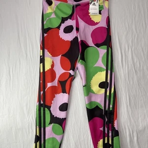 Adidas Marimekko Girls Medium Pants Training Tights Tight Fit Mid Rise Floral - Picture 1 of 15