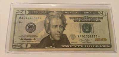 US Fancy Star Error Note Serial Twenty Dollar Replacement Duplicate Ink Fed $20 - Image 1 of 2