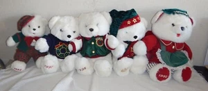 KMART Christmas bear plush 1992 1993 1997 1998 2001 LOTOF 5 vintage collector - Picture 1 of 8