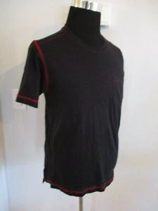 NUEVA CON ETIQUETAS CAMISETA DE ALGODÓN NAT NAST NEGRA PEQUEÑA CON COSTURAS ROJAS - Imagen 1 de 10
