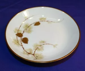 H&CO HEINRICH LARCHMONT DINNERWARE BERRY / DESSERT BOWL GOLD PINECONES GERMANY - Picture 1 of 4
