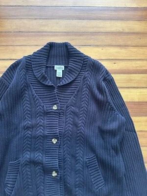 Cárdigan estilo vintage clásico elementos azul oscuro tejido con cable XL Foto 1 de 4