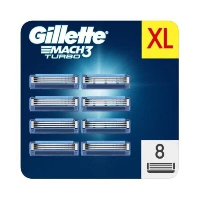 Pack 8 Lames GILLETTE MACH3 TURBO Lot Recharges Rasoir Gilette Match3 Mach 3 NEW - Bild 1 von 4