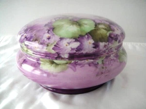 Ciotola con coperchio rotondo Elite Work France Limoges ricca di porcellana antica viola BELLISSIMA - Foto 1 di 22