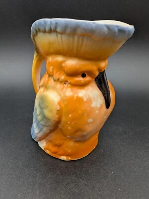 Cerâmica antiga da Tchecoslováquia com marca de centavo vermelho, creme/jarro de pássaro laranja - Imagem 1 de 4