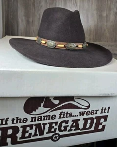 Vintage Renegade Brown XX Fur Wool Blend Western Cowboy Hat Sz 7 1/4 Made USA - Picture 1 of 10