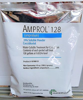Amprol 128 (amprolium) 20% Soluble Powder 10 Oz Cocci Treats 128 Gallons • 21.97$