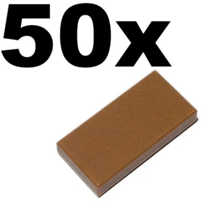 NEW LEGO - TILES - 1 x 2 - Medium Dark Flesh tile x 50 - 1x2 smooth flat tiled - Picture 1 of 1