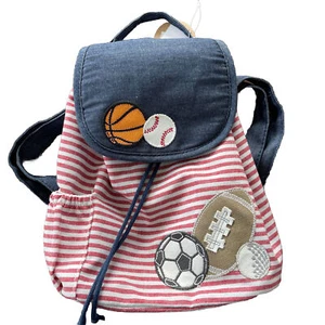 Mud Pie Children's Sports Drawstring Backpack Bag Toddler Boy New NWT NEW - Picture 1 of 7
