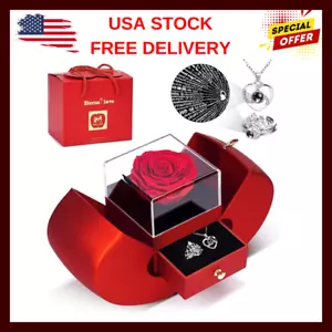 Women Gifts Ideas for Valentines Day, Preserved Forever Rose Gift with Necklace* - Picture 1 of 24