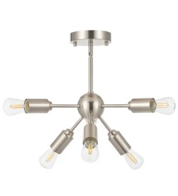 Lámpara colgante Sputnik de níquel cepillado de 6 luces de mediados de siglo de Merra Foto 1 de 4