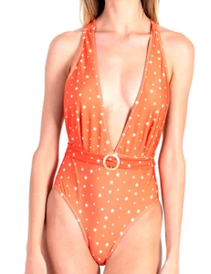 Chelsea Peers orange spotted swimsuit with criss cross back size Small - Picture 1 of 6