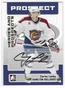 2006-07 IN THE GAME HEROES & PROSPECTS COREY LOCKE AUTO #A-CL HAMILTON BULLDOGS - Picture 1 of 2
