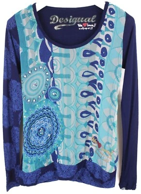 Blusa mujer Desigual pequeña manga larga azul estampado floral Foto 1 de 4
