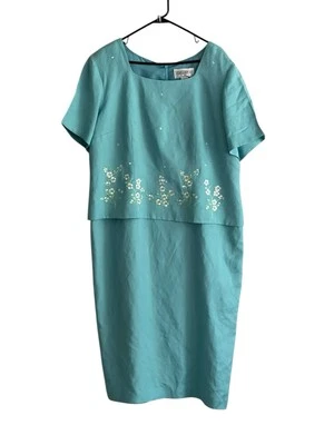 Платье миди Jessica Howard из льняной смеси 18 с цветочной вышивкой весенняя пасхальная церковь - Изображение 1 из 4