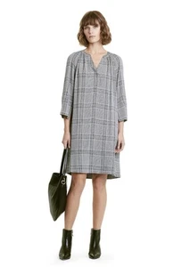 COUNTRY ROAD Dress Textured Check - Size 14 - Black & White Plaid Popover - Picture 1 of 9
