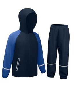 Kids Rain Suit Boys Girls Waterproof Lightweight Raincoat and Pant Rain Gear - Picture 1 of 6