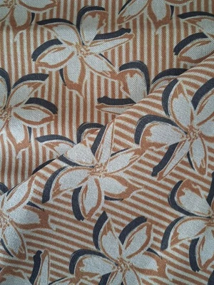 Reststück Canvas-Baumwolle  Leinenoptik curry/braun/beige  100 x 140 cm - Bild 1 von 2