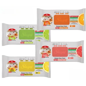Sleepy Easy Clean Super Kitchen Towel 4 x 50 PCS Cleaning Wipes Food Safe - Picture 1 of 7