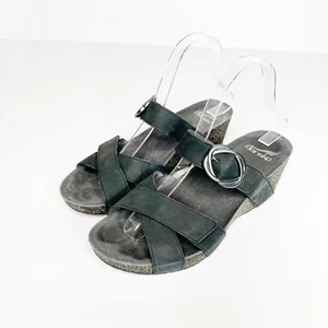 Dansko Susie Milled Sandals Black Nubuck Slide On Wedge Shoes womens 39 8.5 9 - Picture 1 of 6
