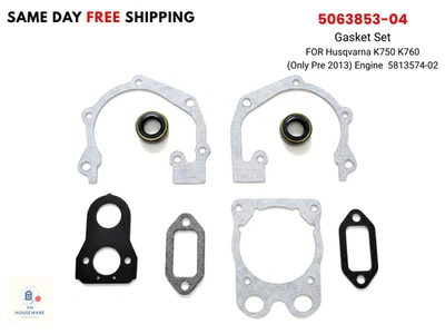 5063853-04 PARA Husqvarna K750 K760 (solo antes de 2013) Juego de juntas de motor 5813574-02 Foto 1 de 4