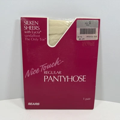 Pantimedias transparentes sedasas de colección Sears Nice Touch talla Q marfil sandalia hechas en EE. UU. Foto 1 de 4