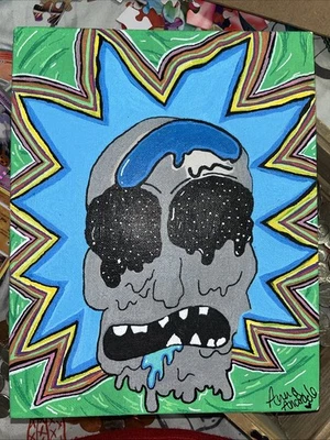 Pintura hecha a mano de Rick y Morty (pintura acrílica pintada a mano) Foto 1 de 2