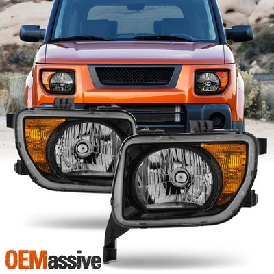 适用于 2003 - 2008 年本田 Element 卤素型车头灯前照灯黑色替换件 — 第 1/4 张图片