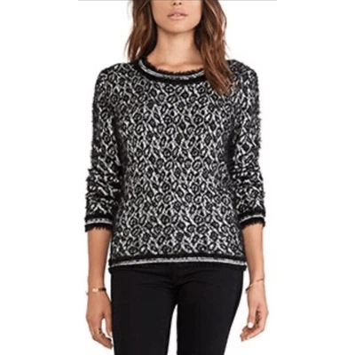 Velvet Graham Spencer Women's Sweater Black Fringe Wool Cashmere blend Small - Image 1 of 4