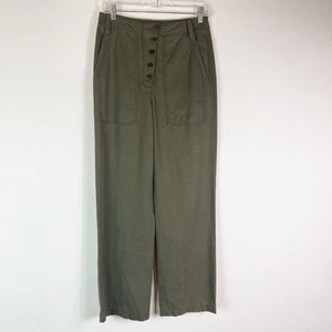 Treasure & Bond NWOT Women's High Waist Button Front Fly Wide-Leg Pants Olive 6 - Picture 1 of 2