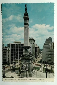 Monument Circle Indianapolis Indiana Soldiers & Sailors Monument Postcard - Picture 1 of 2