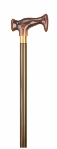 Durable Wooden Brown Escort Crutch Handle Crook Stick with Rubber Ferrule - Picture 1 of 2